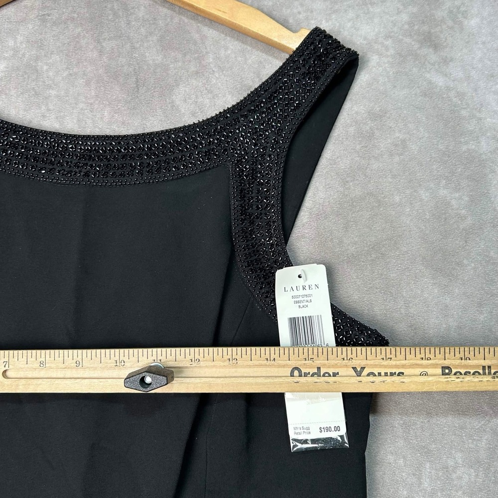 Lauren Ralph Lauren Sleeveless Cocktail Dress Black Beaded Neckline Dress 10 NWT - Picture 6 of 7